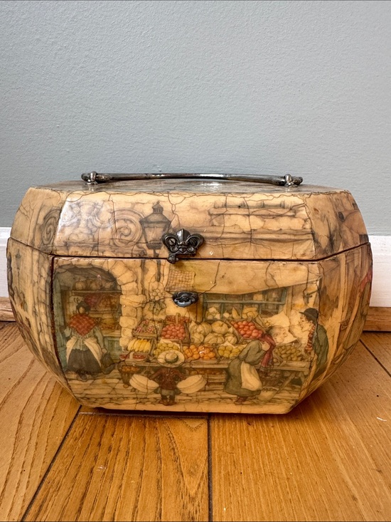 Anton Pieck Handbags - Anton Peick 1970’s Vintage circus Decorative Wood Box flawed